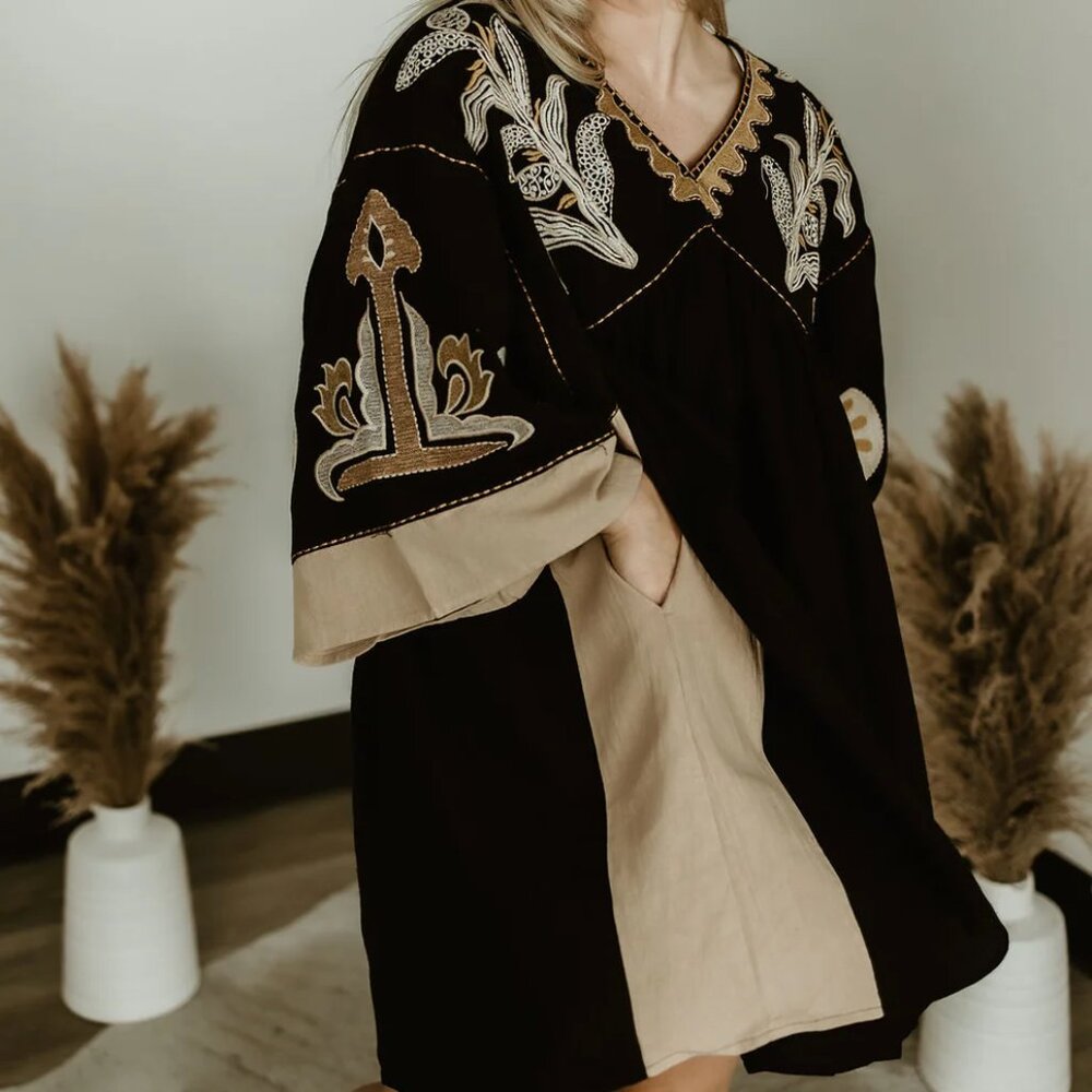 EASEL Golden Hour Babydoll Dress in Black - Picture 11 of 16